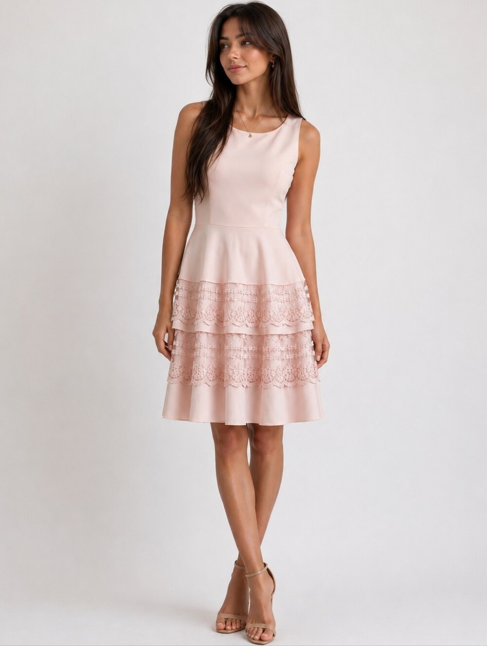 New Scuba Lace Blush Pink Coquette Soft Girl Balletcore Dress Alfani NEW Small